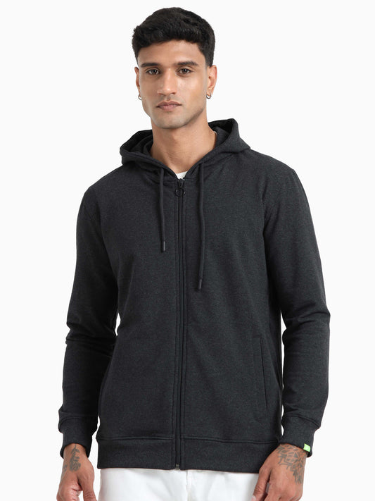 Zippered Hoodie - Charcoal Melange