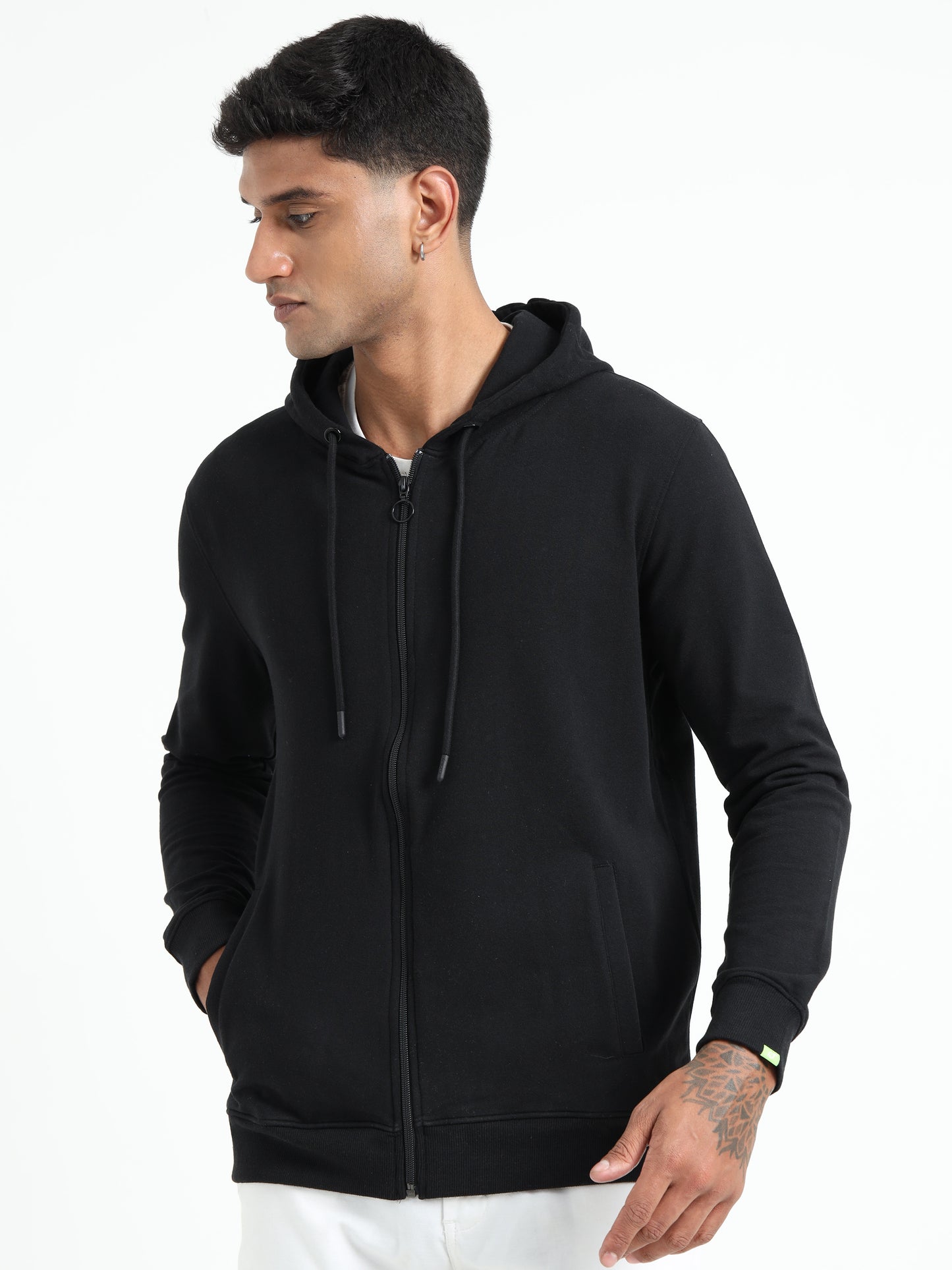 Zippered Hoodie - Black