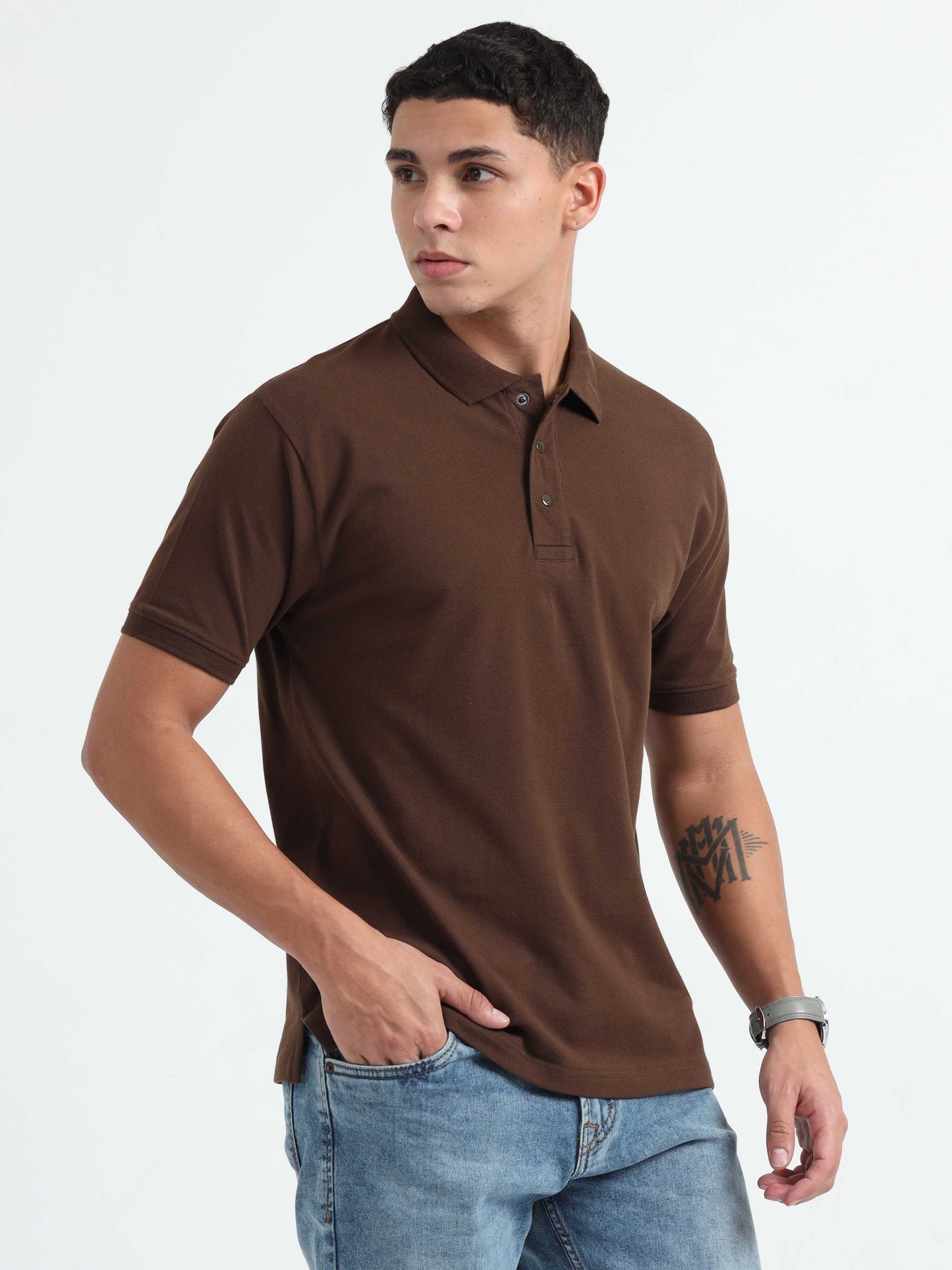 Mens Dark Brown Polo T-Shirt
