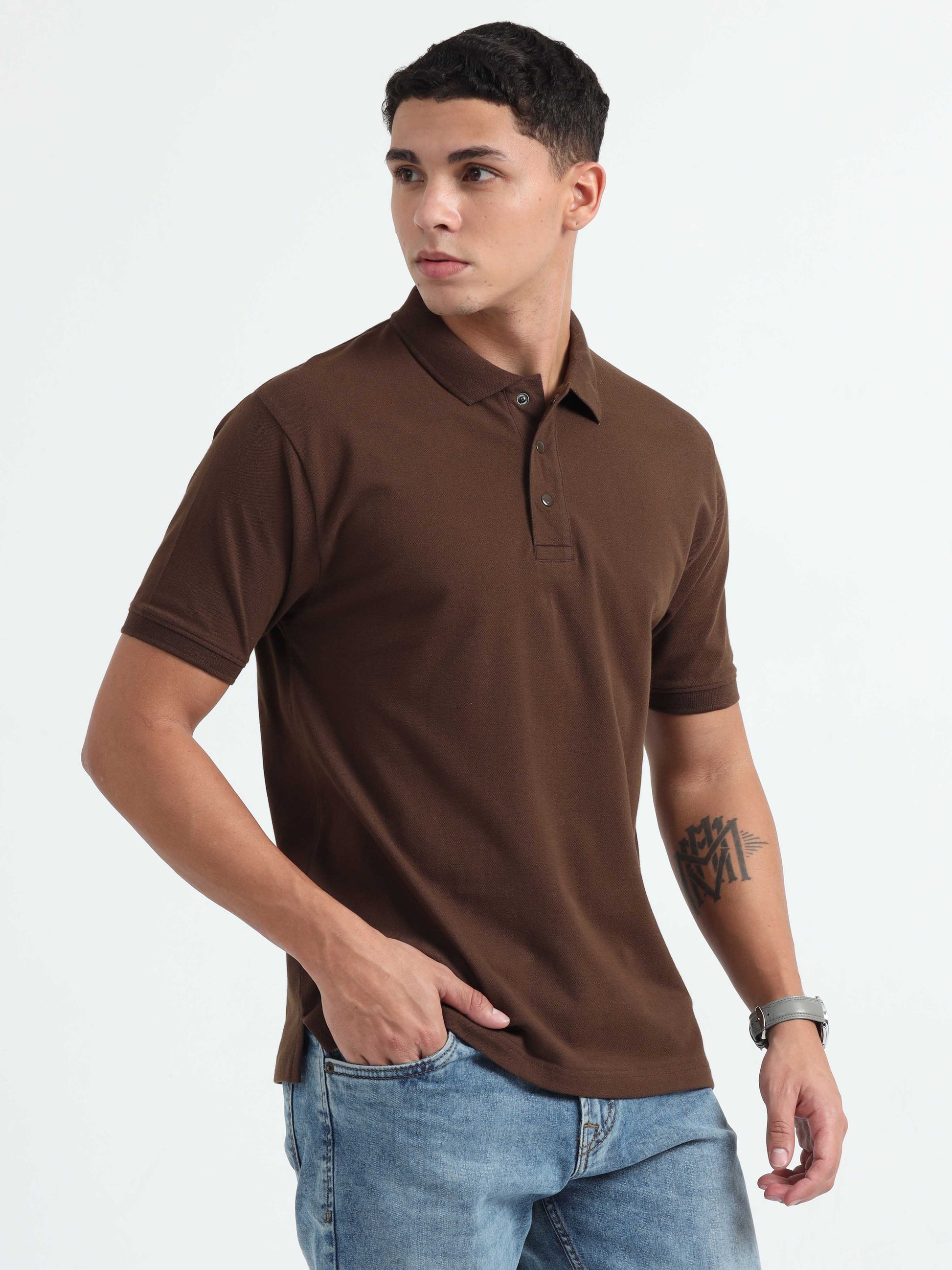 Mens Dark Brown Polo T-Shirt