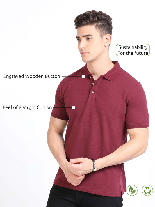 Sustainable Maroon Polo T Shirt For Men