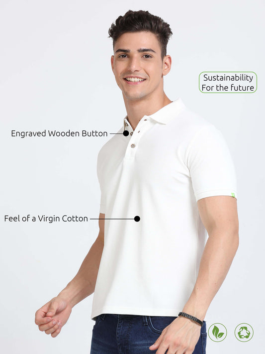 Sustainable White Polo T Shirt