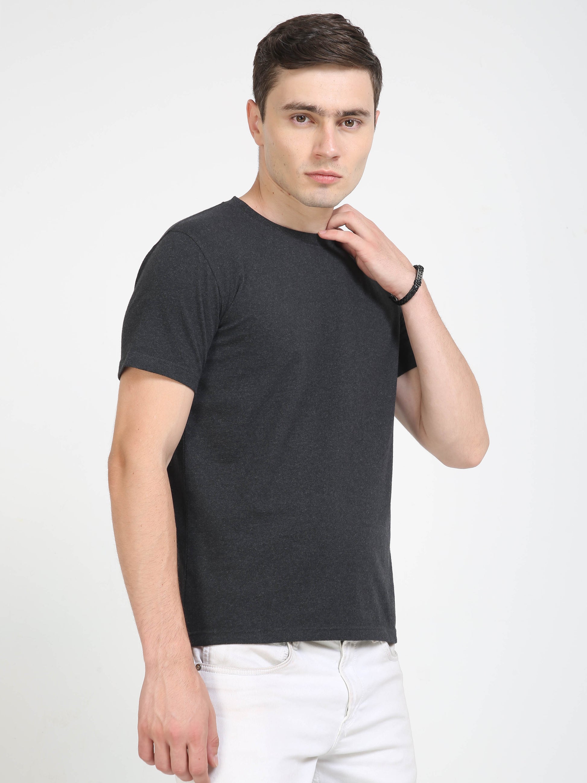 Sustainable Charcoal Men Crew Neck T Shirt