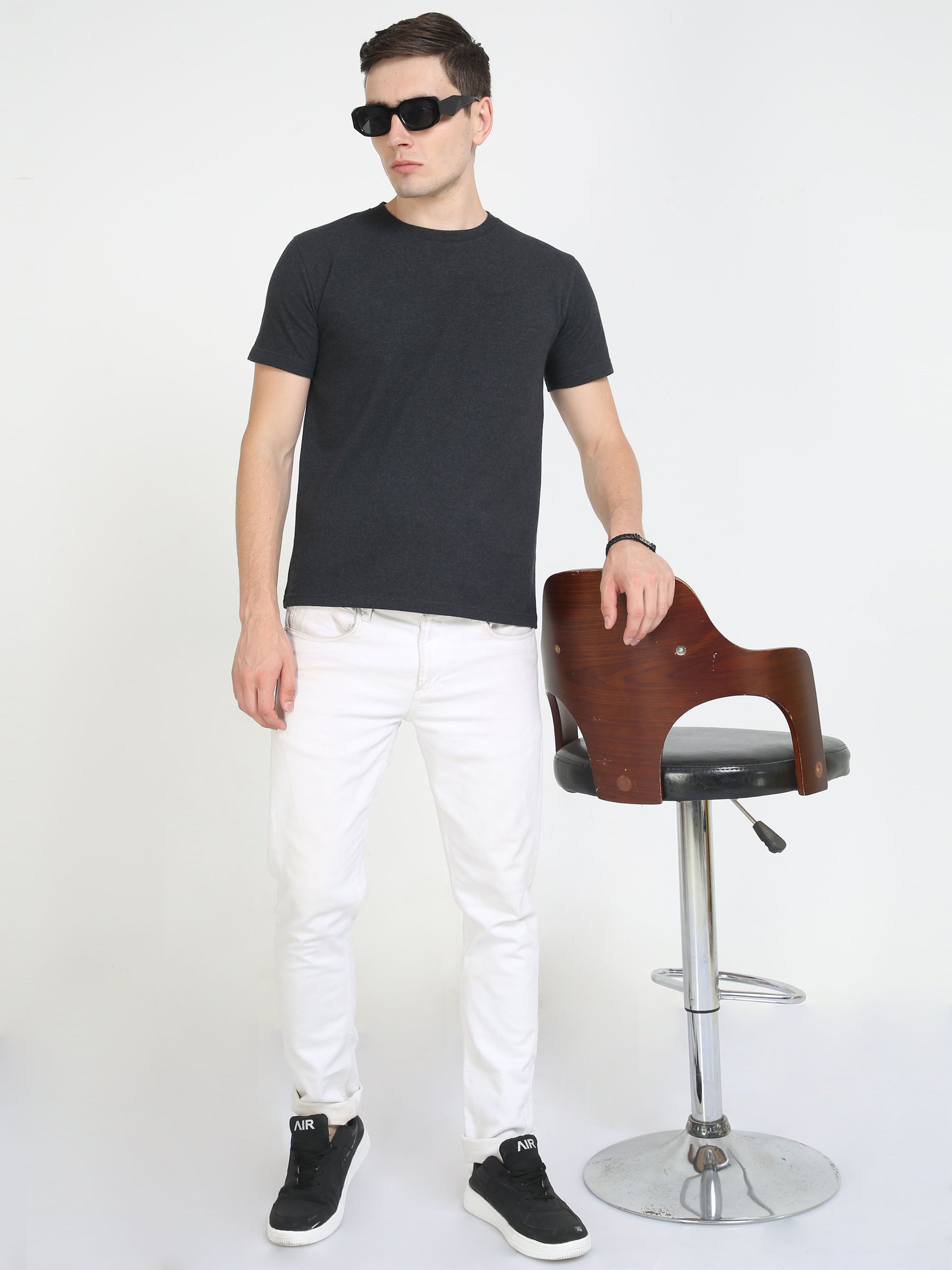 Sustainable Charcoal Men Crew Neck T Shirt