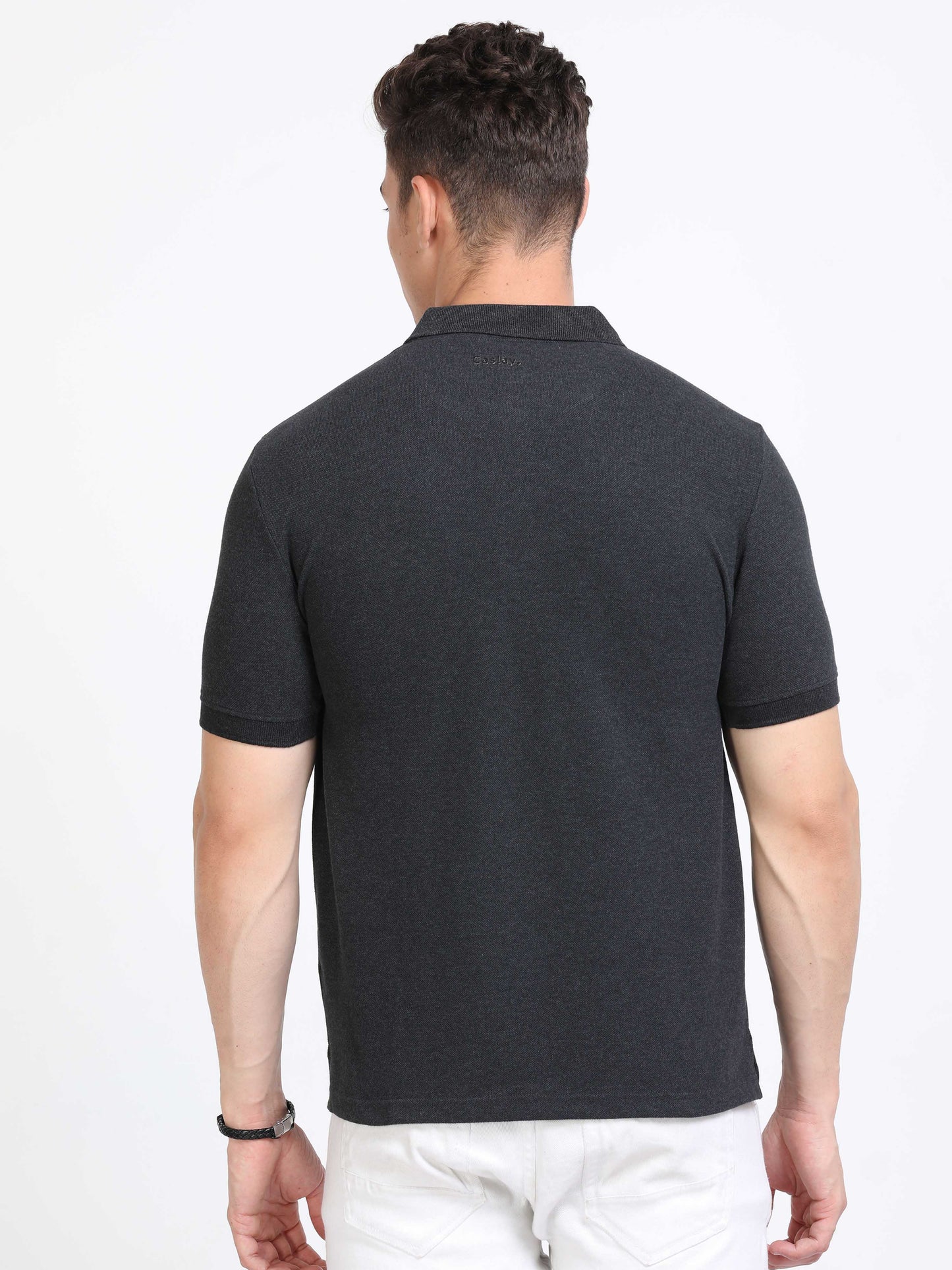 Sustainable Charcoal Cotton Polo T Shirt
