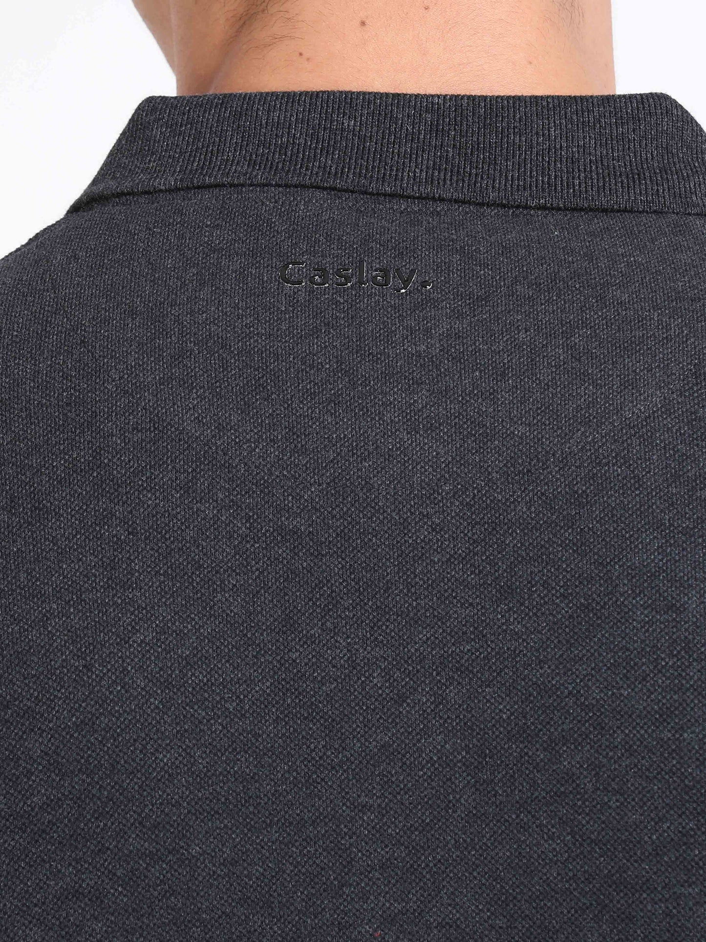 Sustainable Charcoal Cotton Polo T Shirt