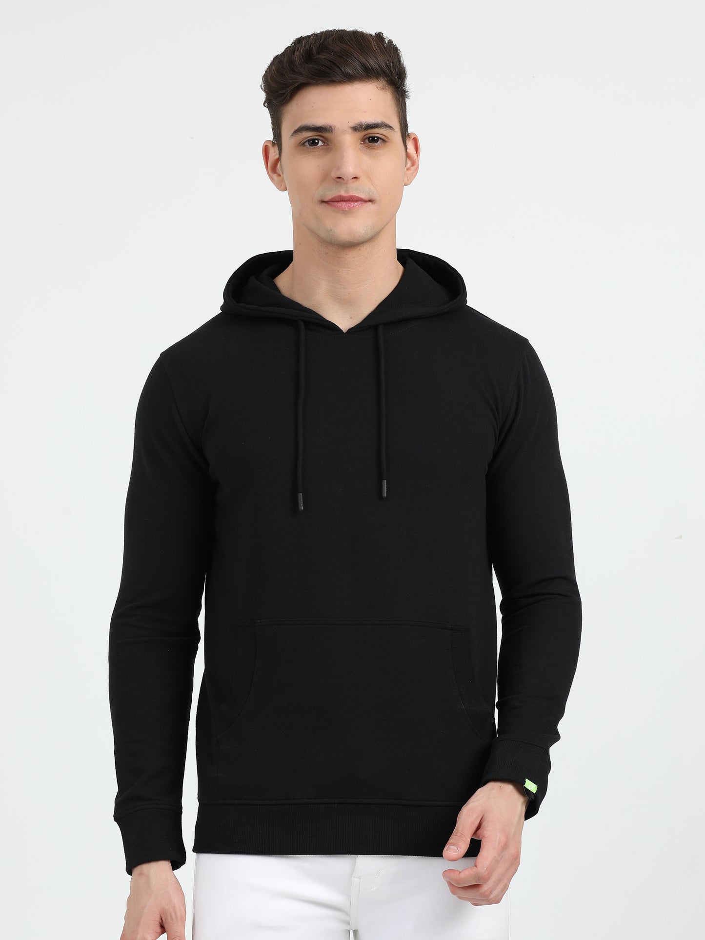Sustainble Plain Black Hoodie - Caslay