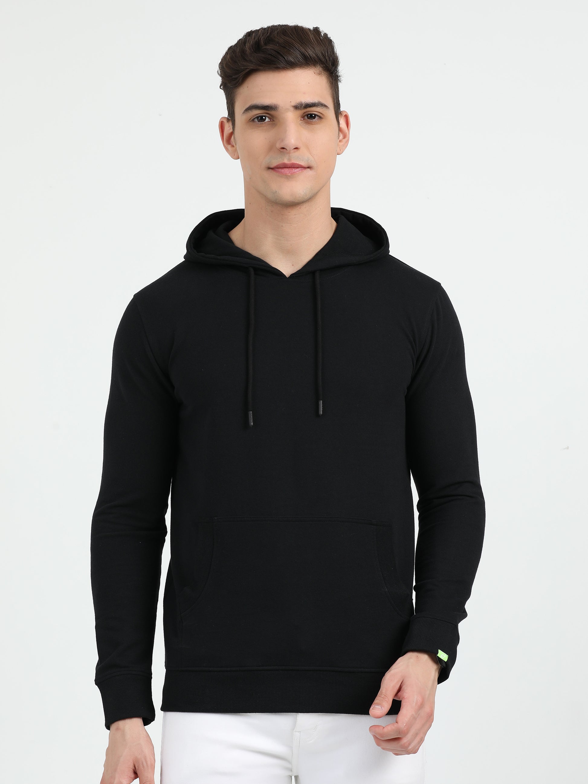 Sustainble Plain Black Hoodie - Caslay