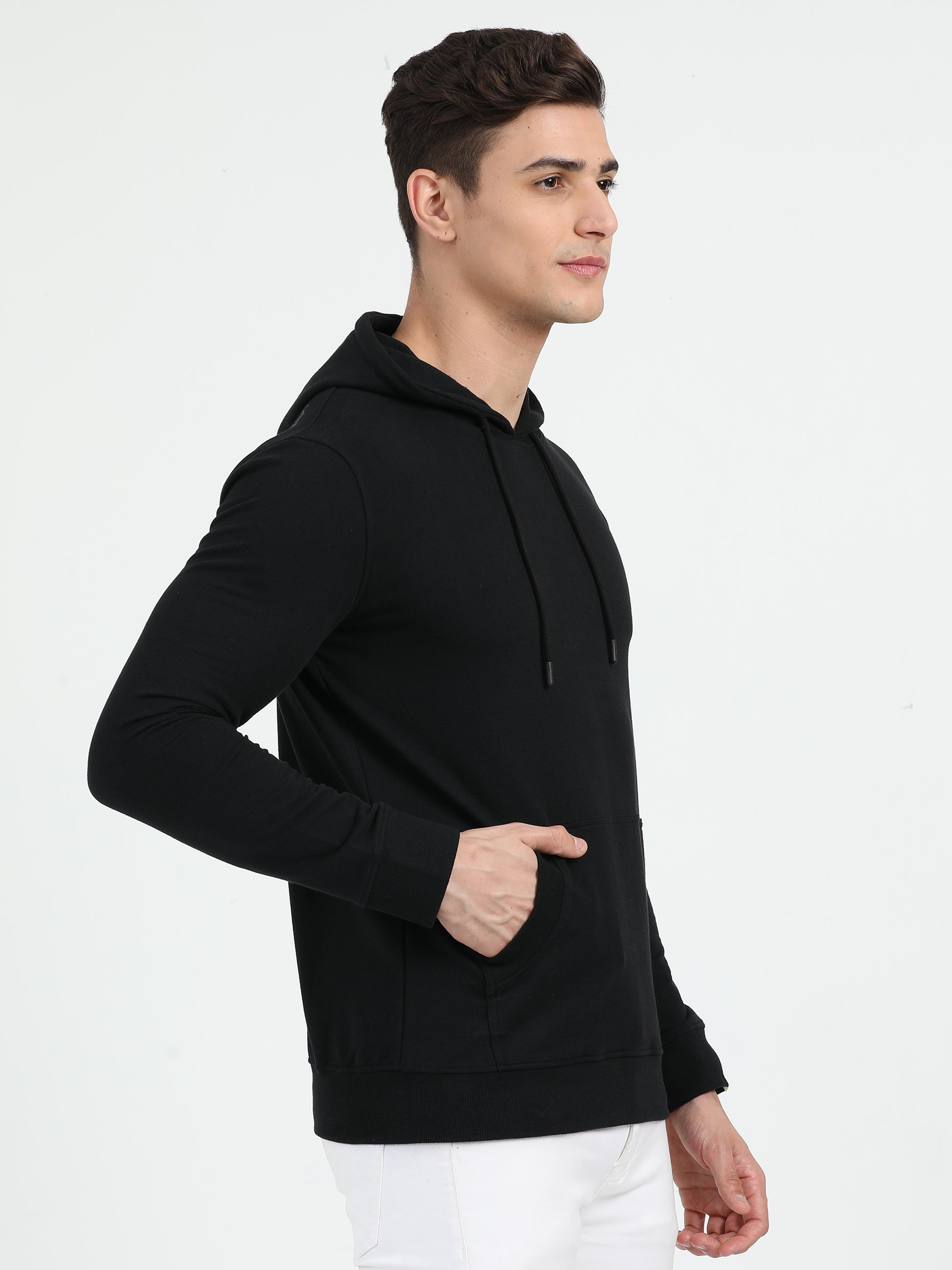 Sustainble Plain Black Hoodie - Caslay