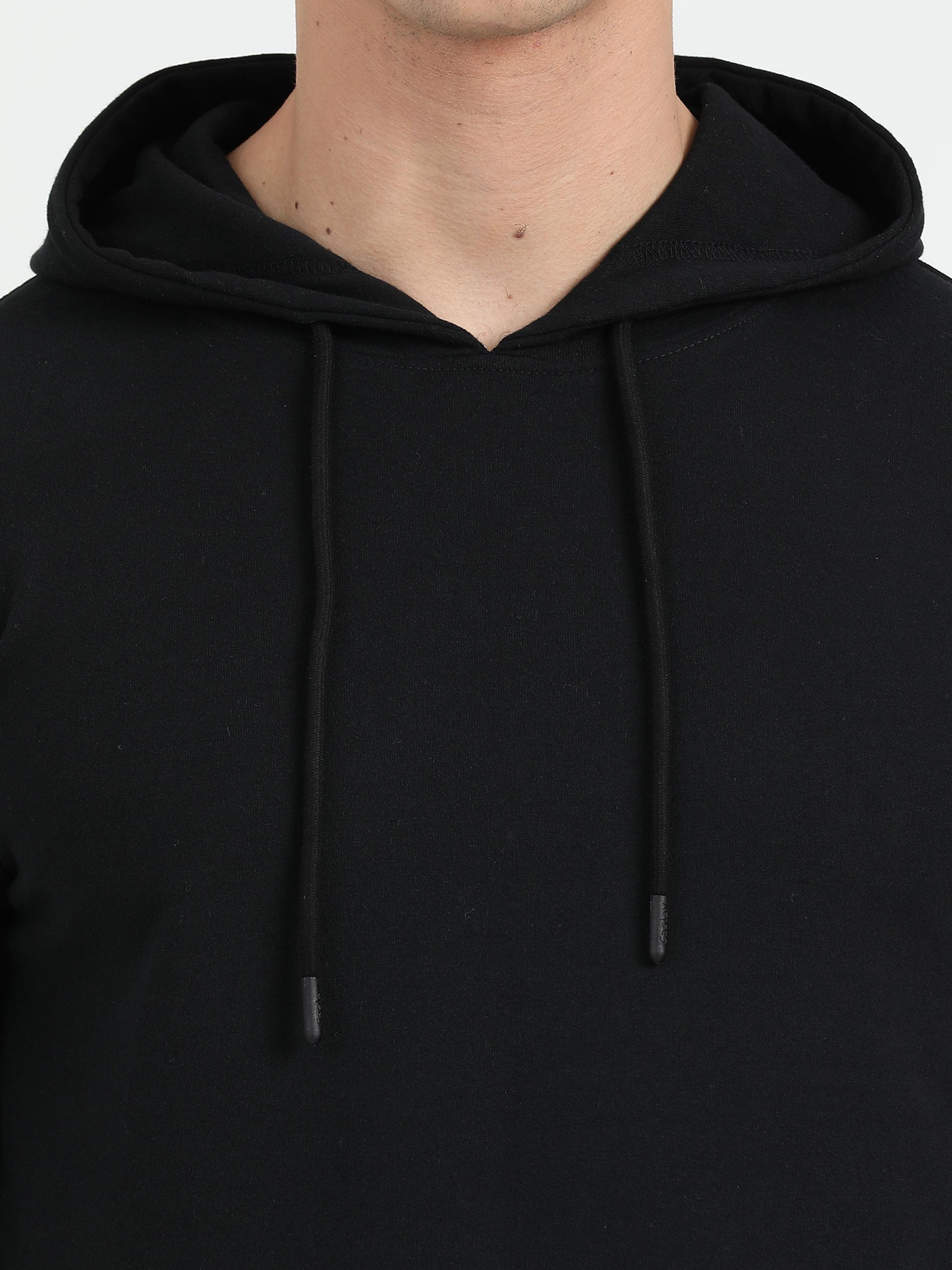 Sustainble Plain Black Hoodie - Caslay