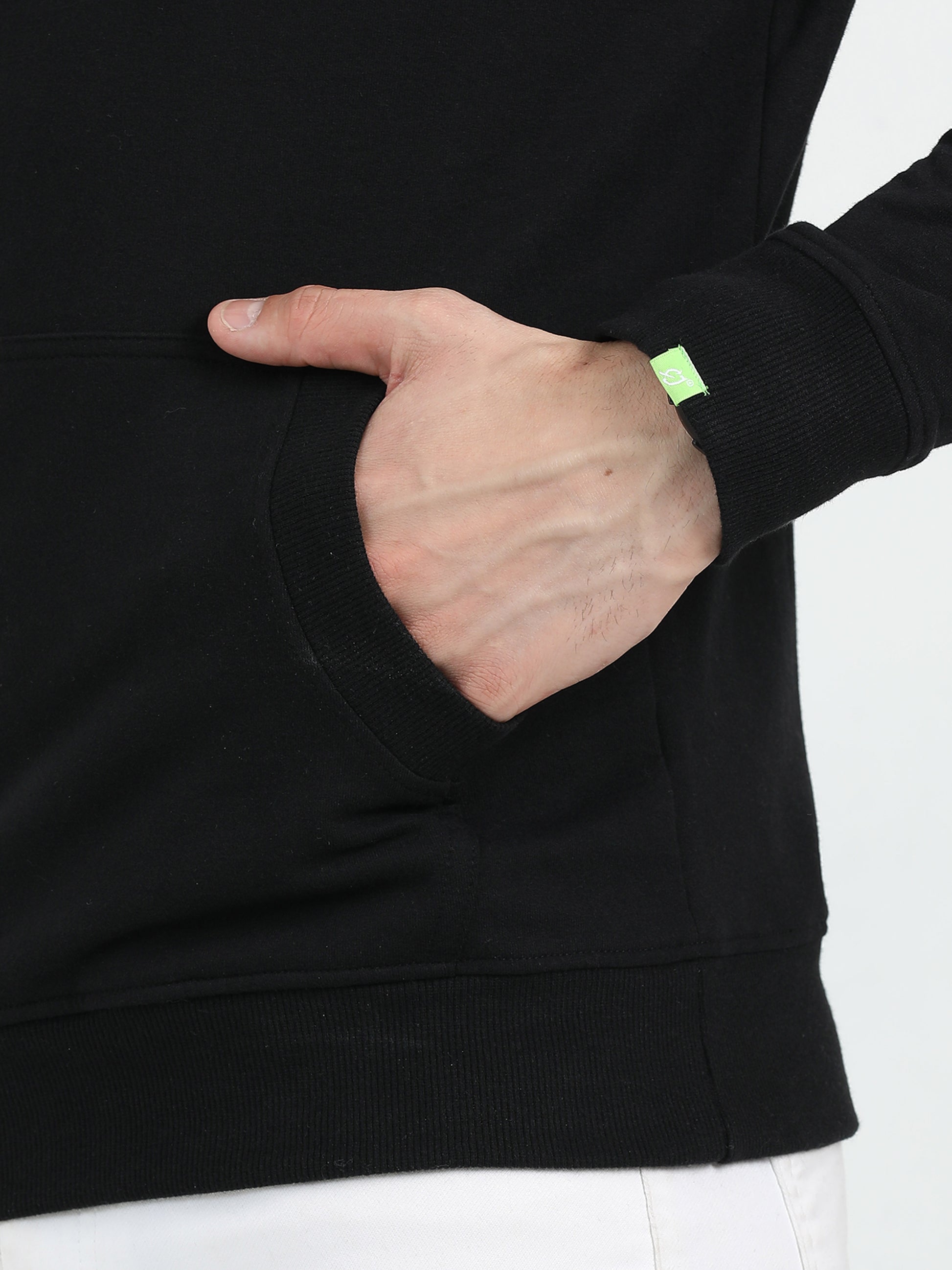 Sustainble Plain Black Hoodie - Caslay