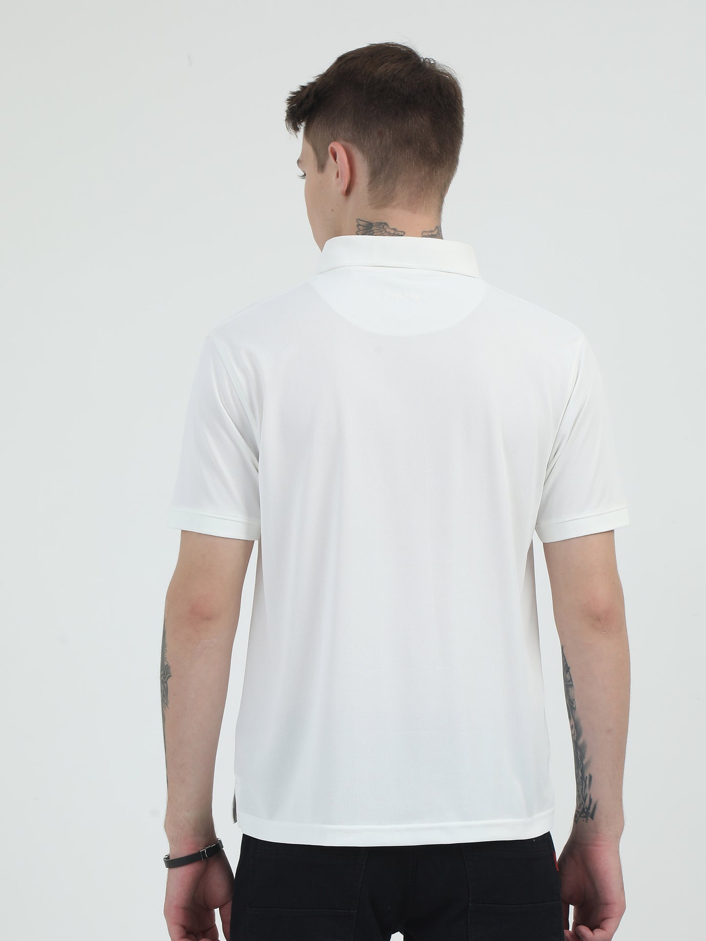 White Zipper Polo T Shirt - Caslay