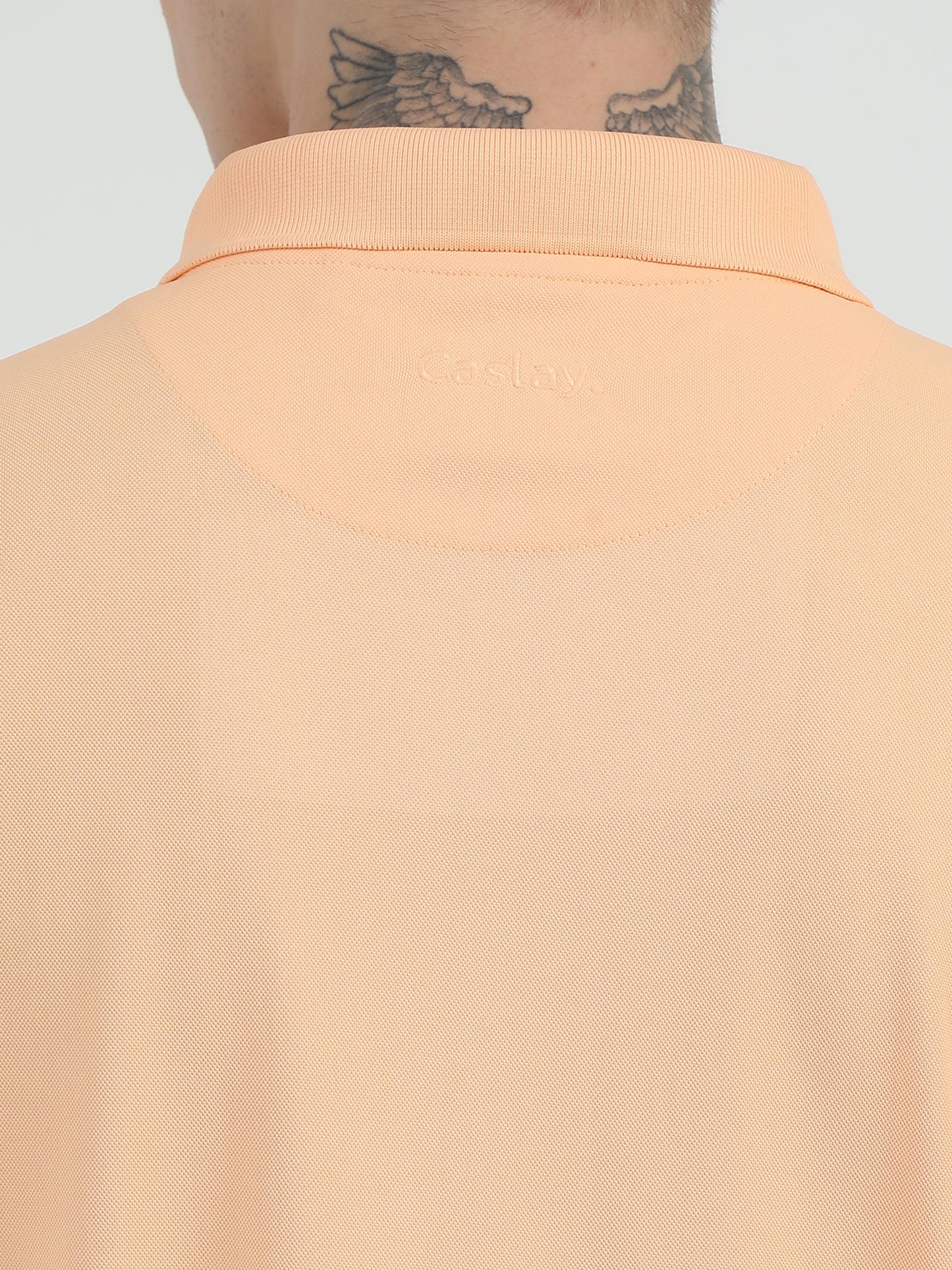 Peach Zipper Polo T Shirt