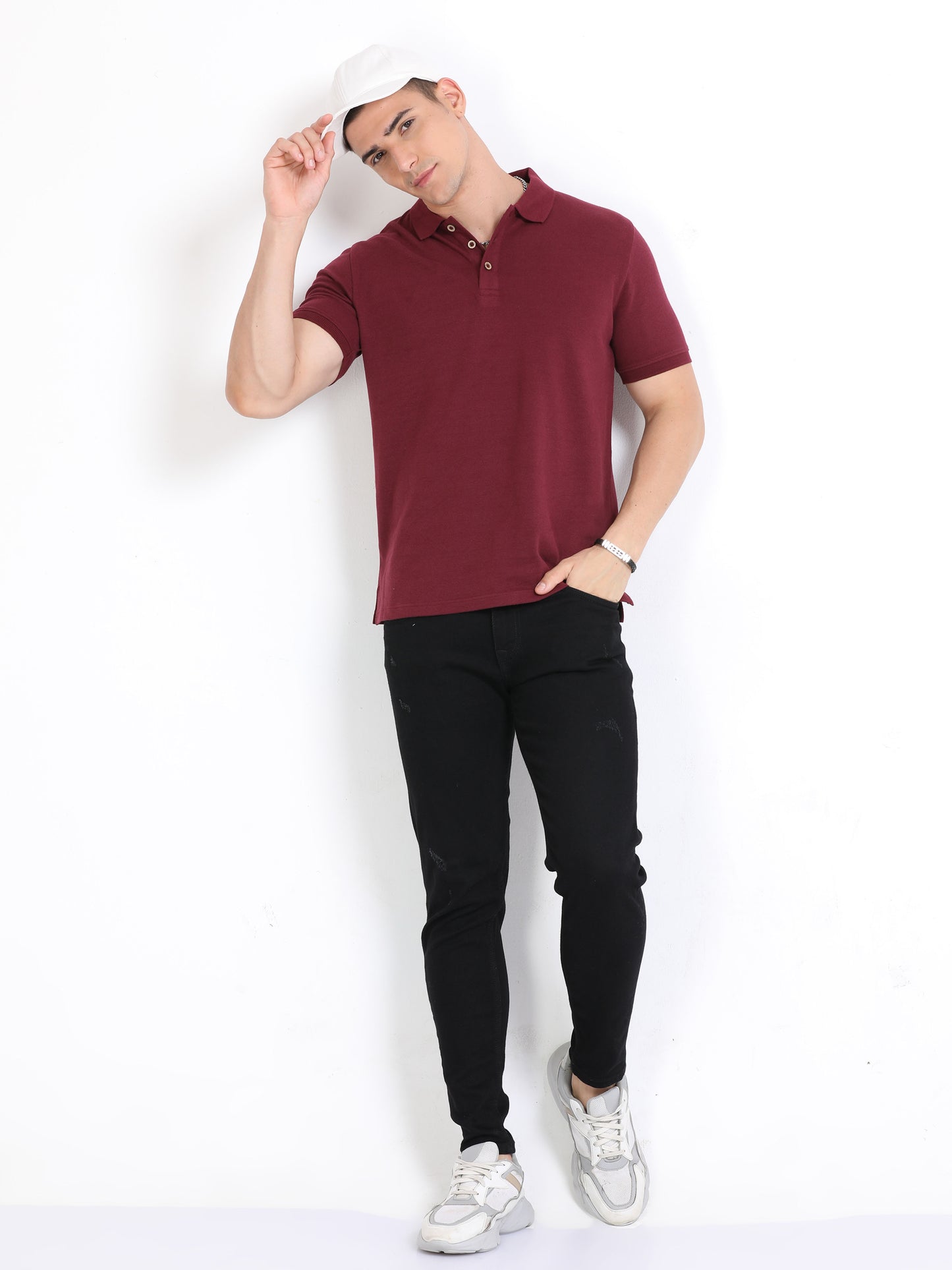 Sustainable Maroon Polo T Shirt For Men