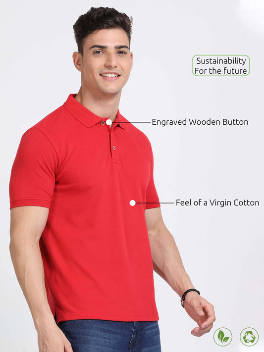 Sustainable Red Polo T-Shirt