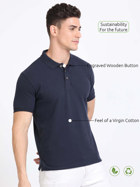 Sustainable Navy Blue Polo T Shirt