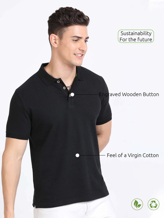 Sustainable Black Polo T Shirt