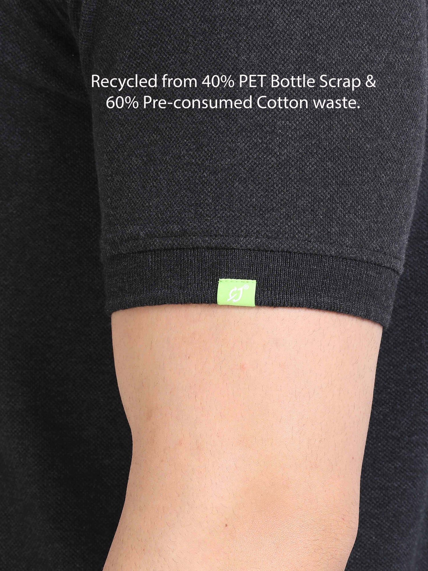 Sustainable Charcoal Cotton Polo T Shirt