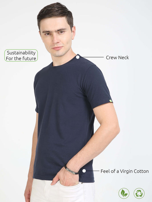 Sustainable Navy Blue Crew Neck T Shirt