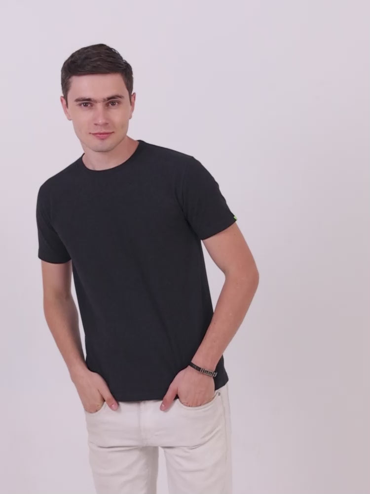 Sustainable Charcoal Men Crew Neck T Shirt