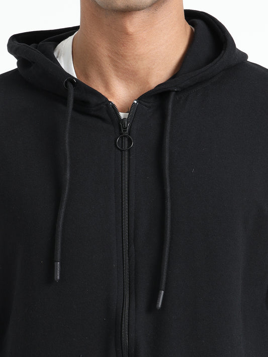 Zippered Hoodie - Black