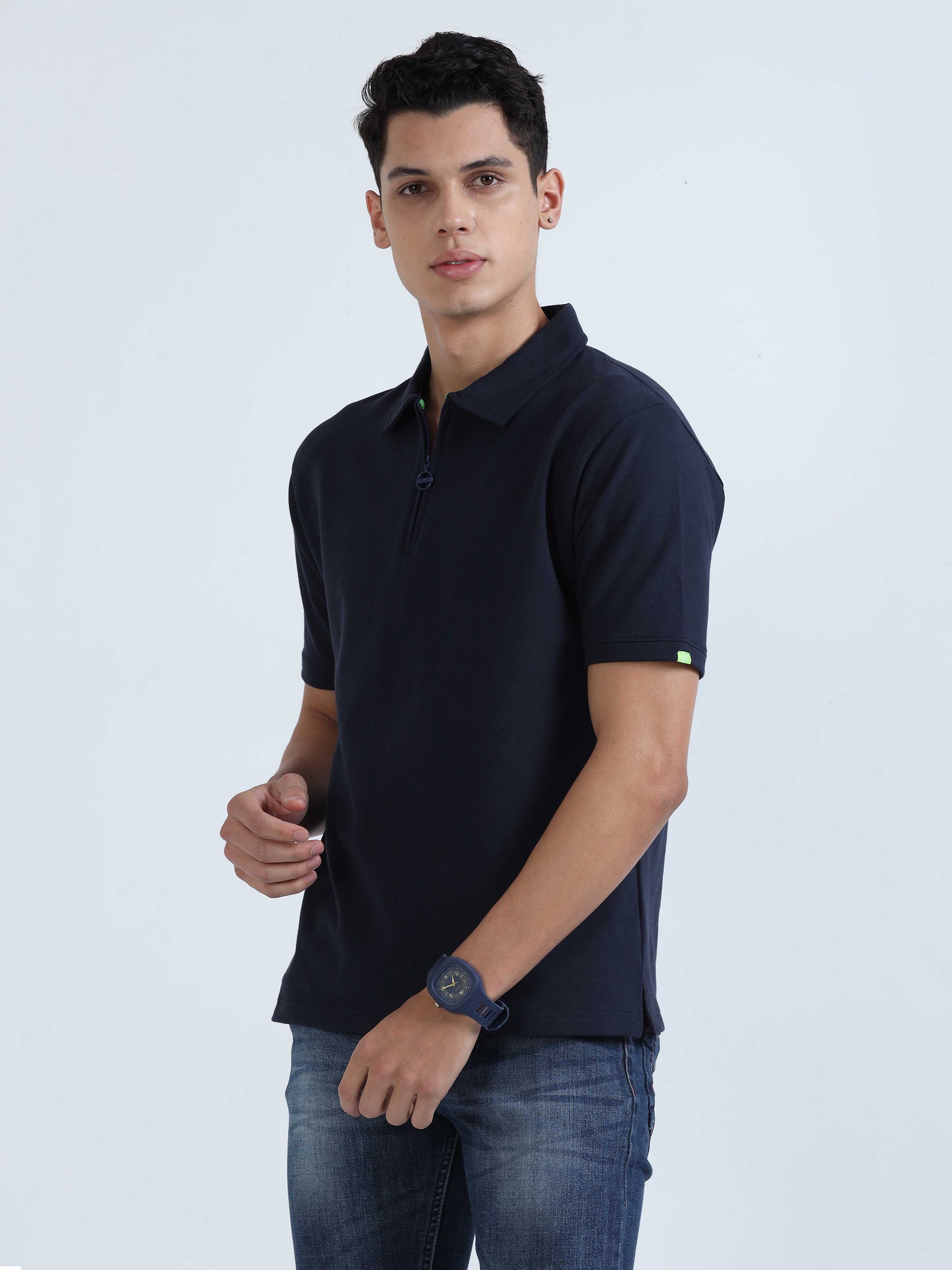  Navy Blue Sweat Absoring Polo T Shirt