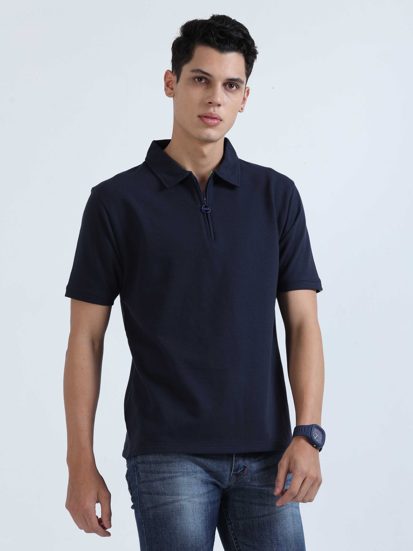  Navy Blue Sweat Absoring Polo T Shirt