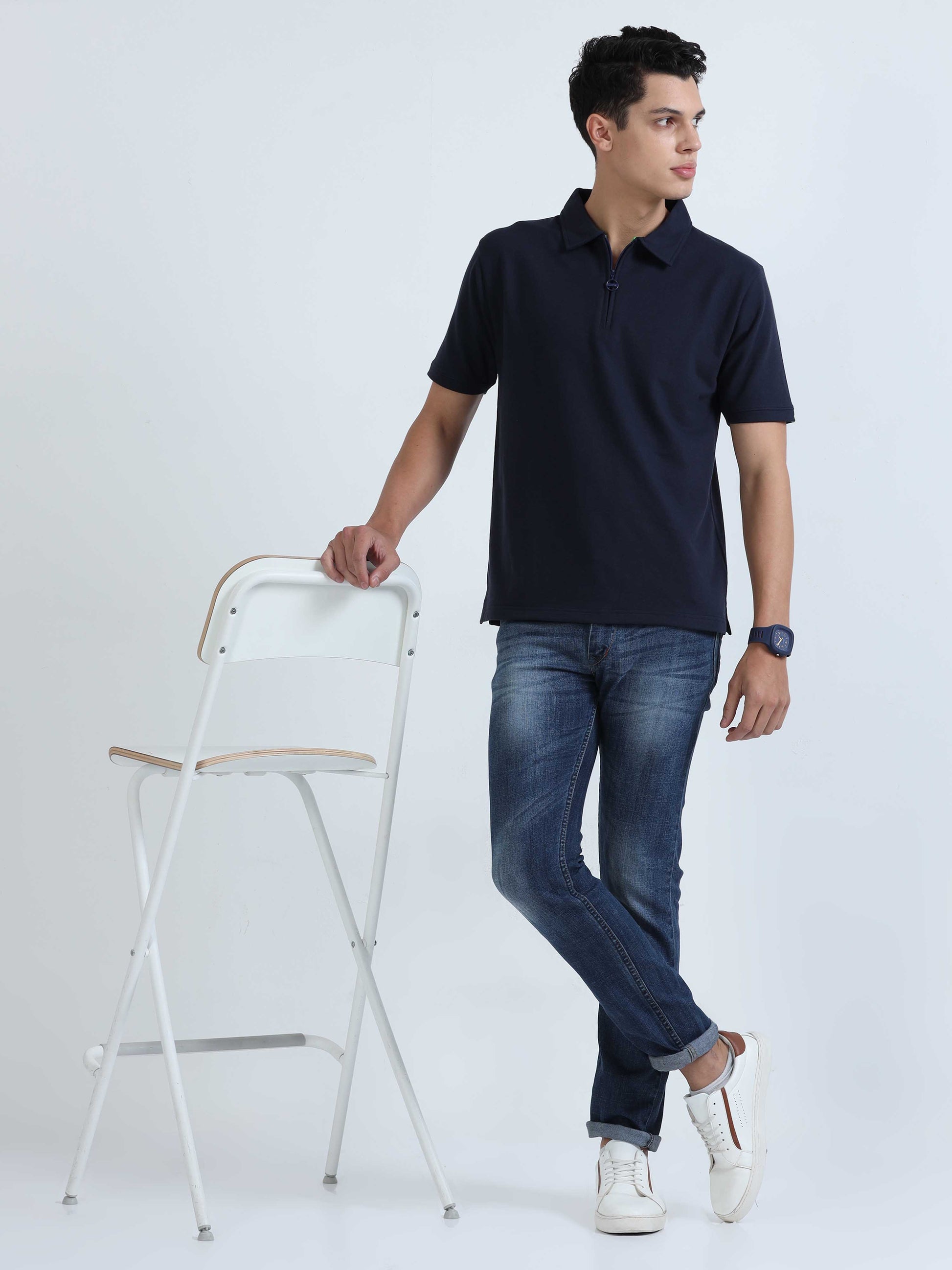  Navy Blue Sweat Absoring Polo T Shirt