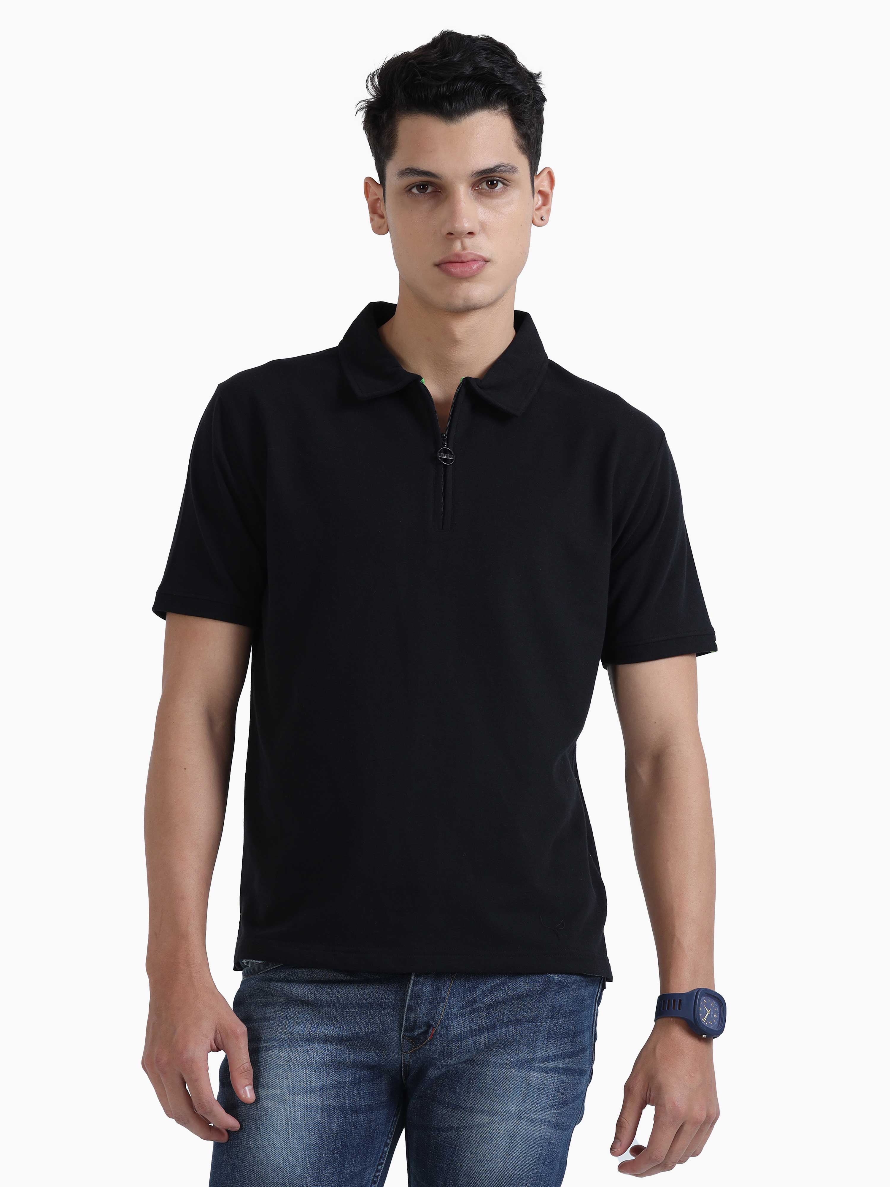 Buy Stylish Quarter Zipper Polo T Shirt Online