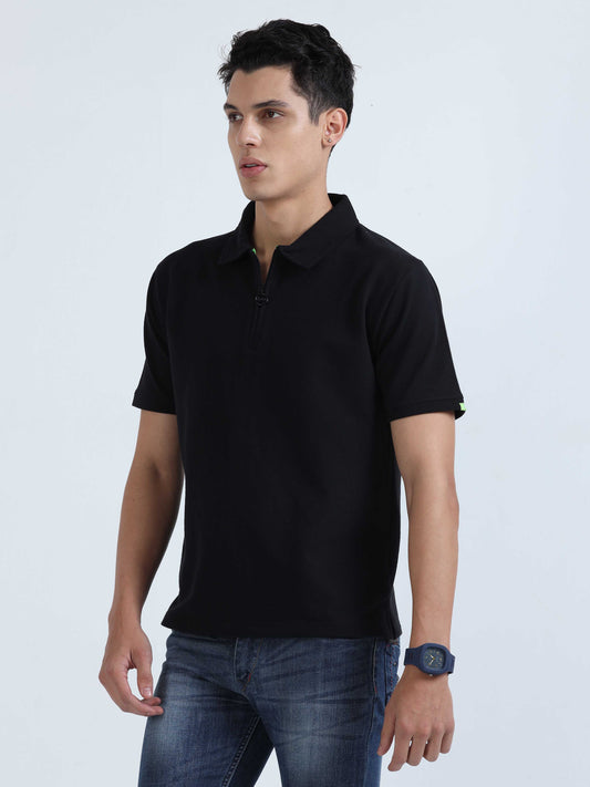 Black Sweat Absoring Polo T Shirt