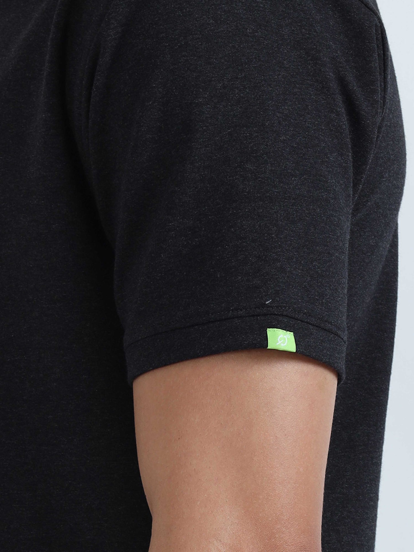 Caslay Sustainable Sweat Polo - Charcoal Melange Solid T-Shirt