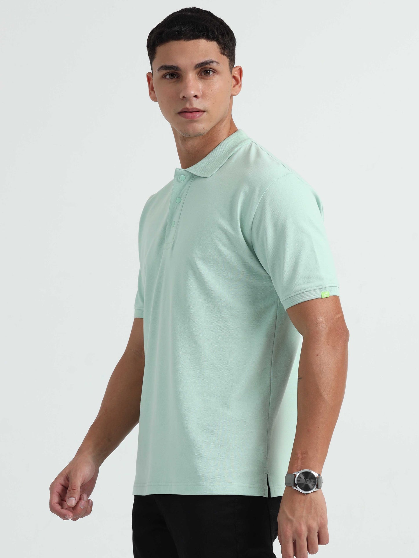 Mens Light Green Polo T-Shirt 