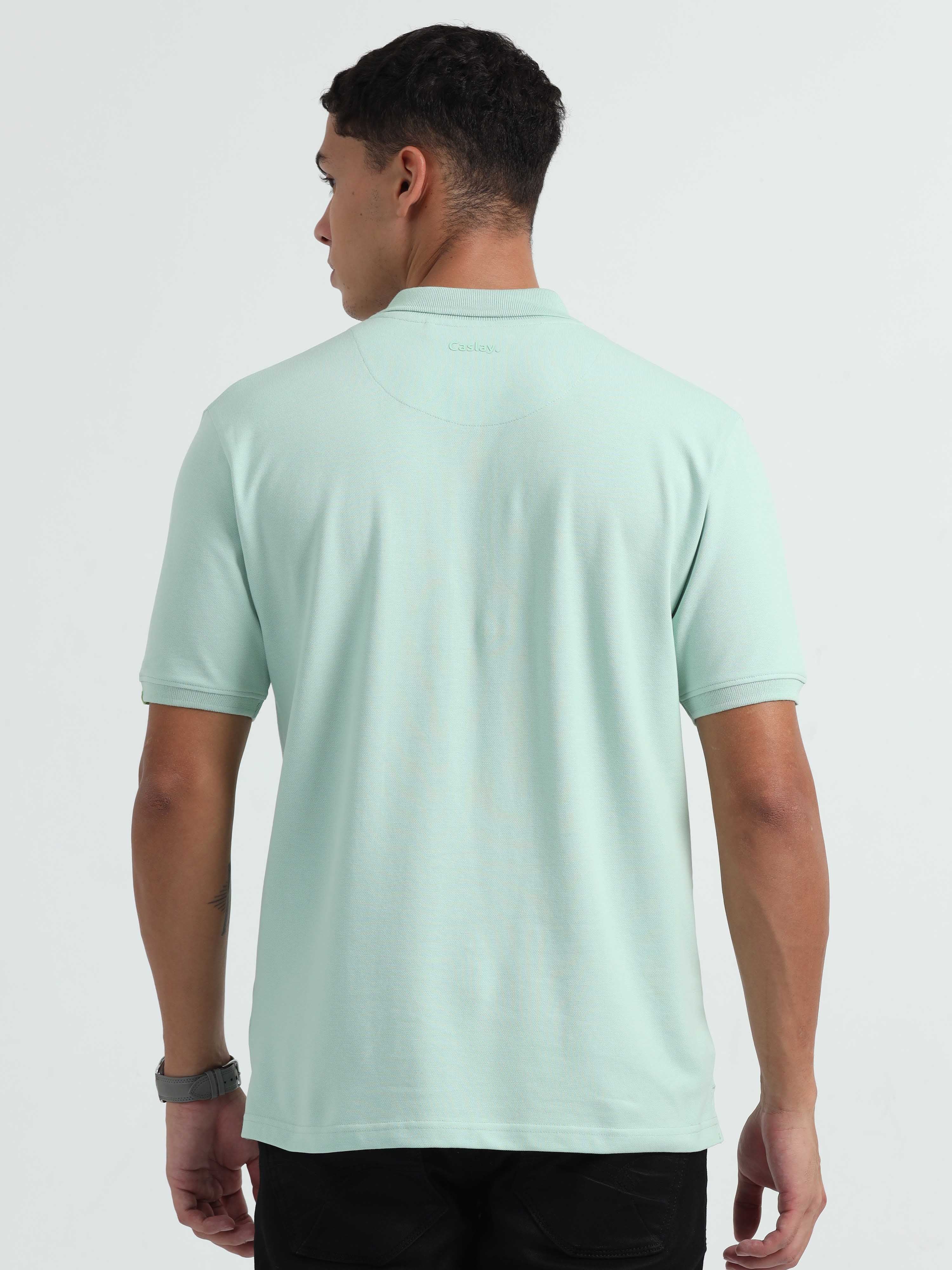 Caslay Organic Cotton Jade Green Polo T Shirt