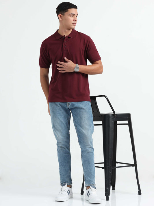 Maroon Polo T-Shirt for Men