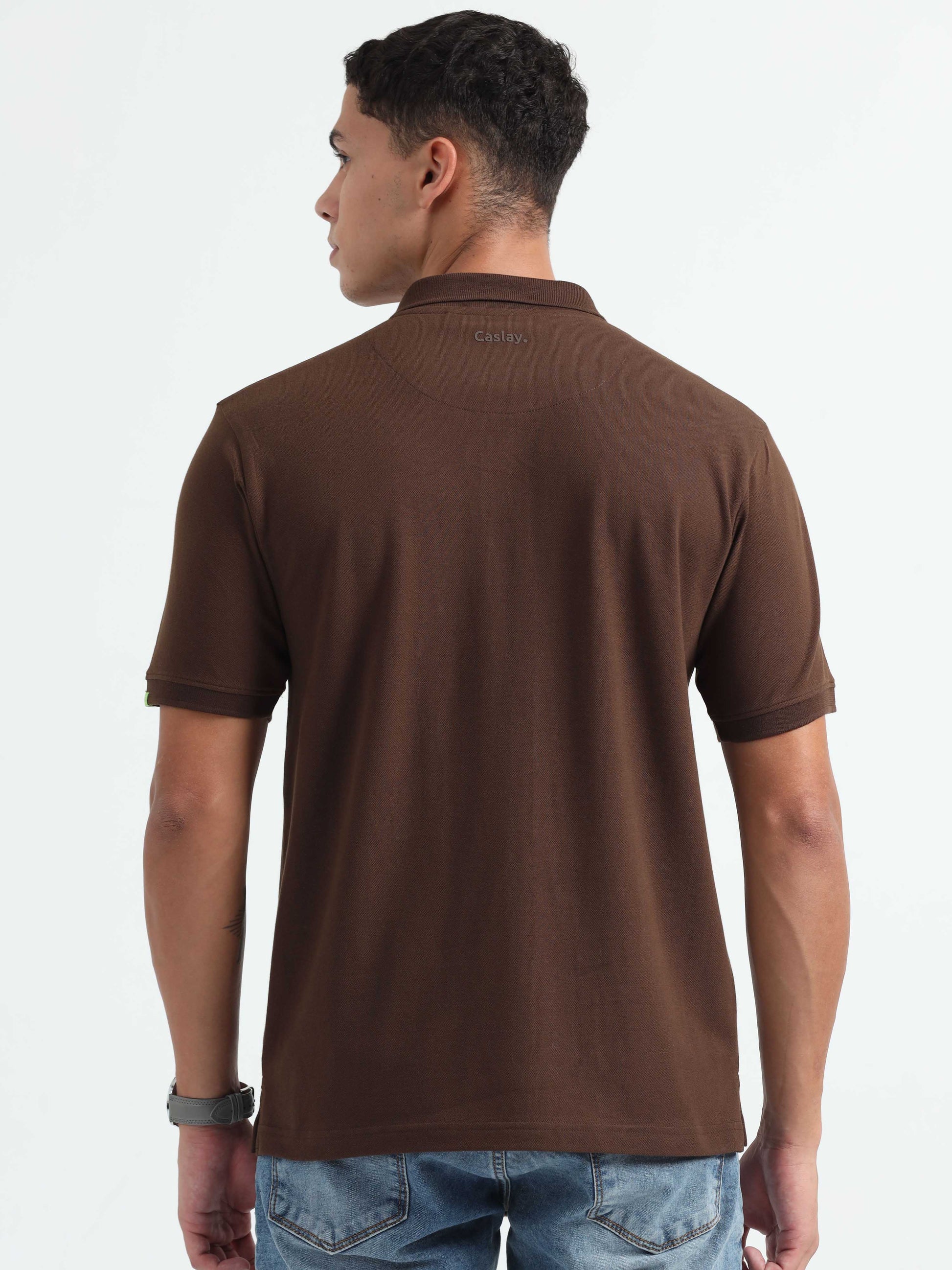 Shop Mens Dark Brown Polo T-Shirt Online in India