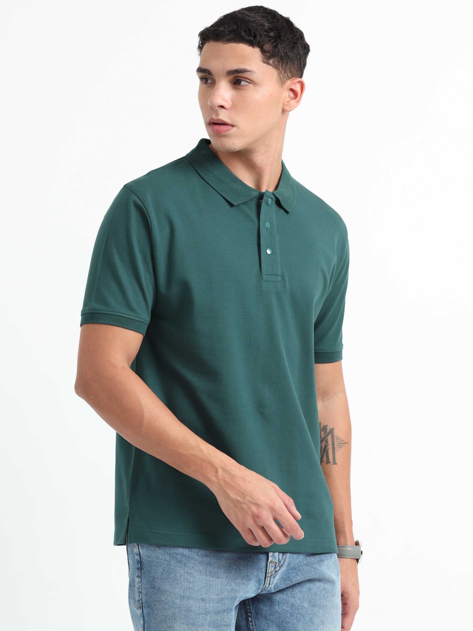 Mens Green Polo T-Shirt