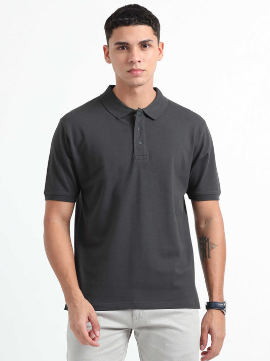 Caslay Organic Cotton - Carbon Grey Polo T-Shirt