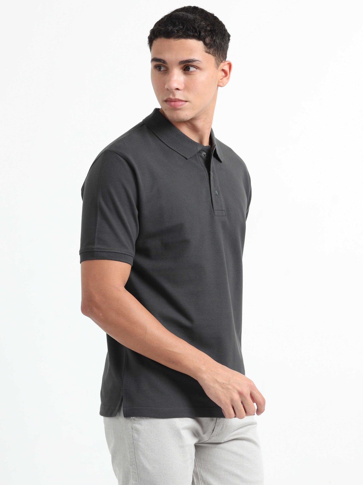 Caslay Organic Cotton - Carbon Grey Polo T-Shirt