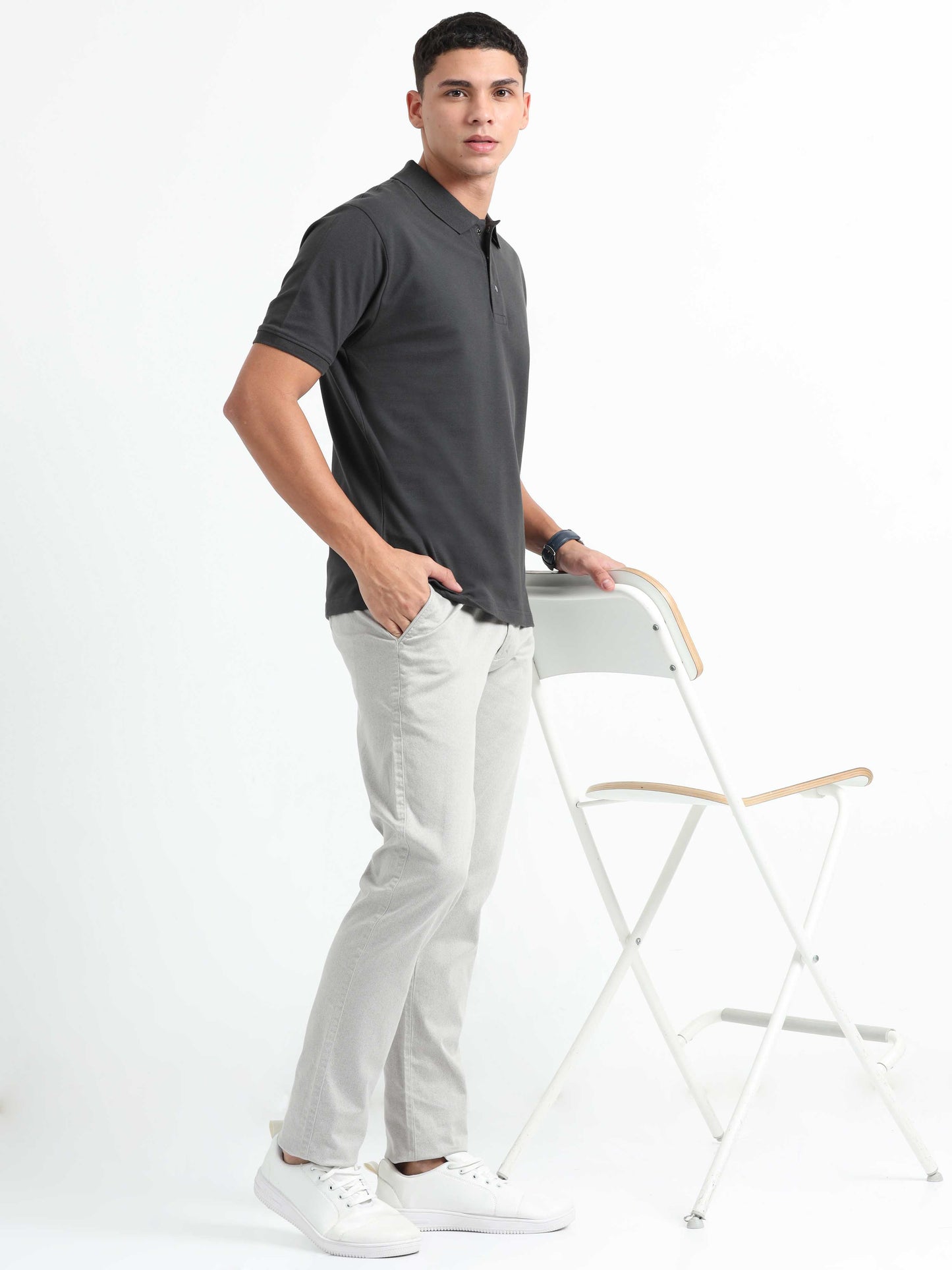 Caslay Organic Cotton - Carbon Grey Polo T-Shirt