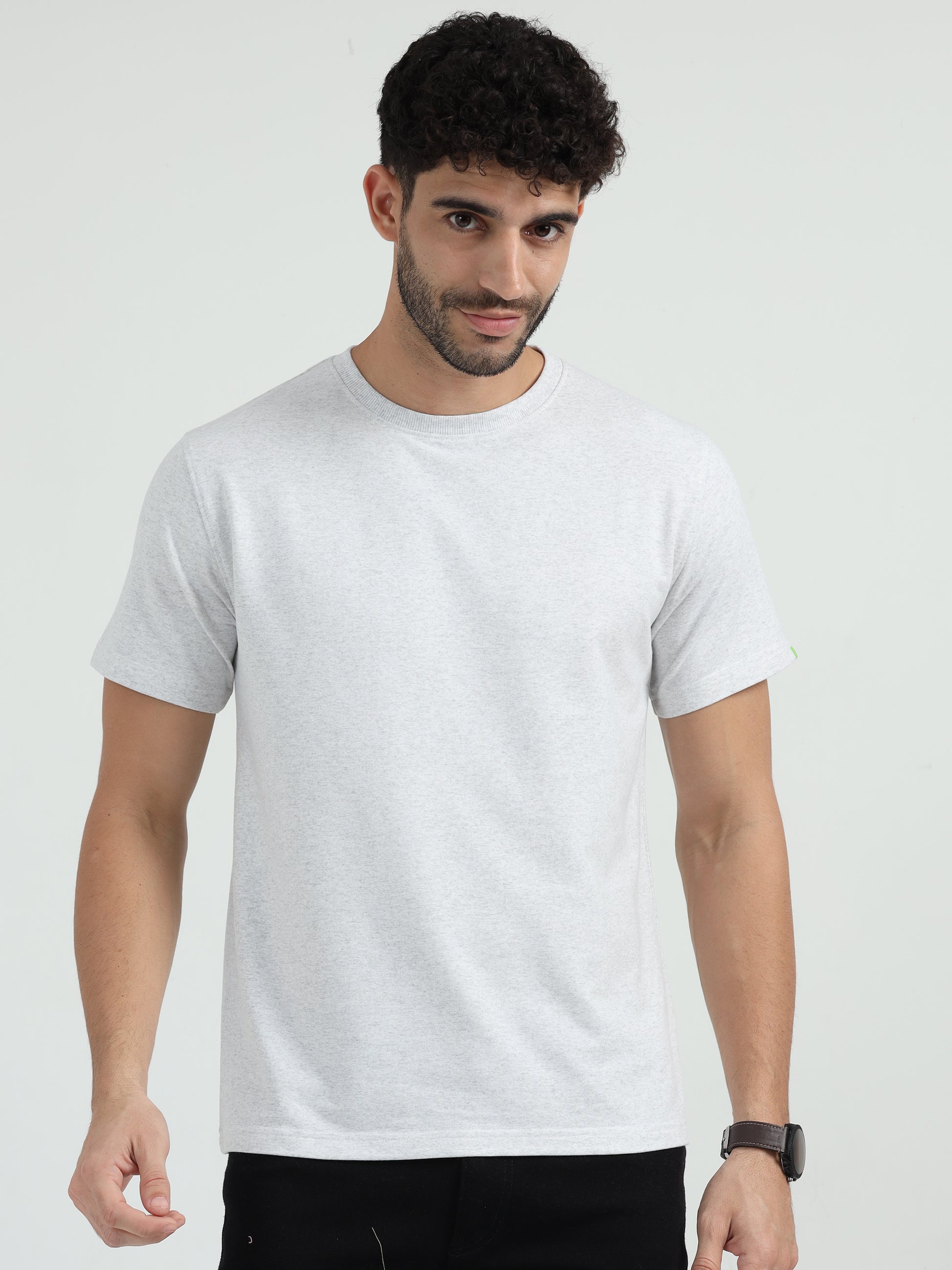 White Melange Sweat Absorbing T Shirt