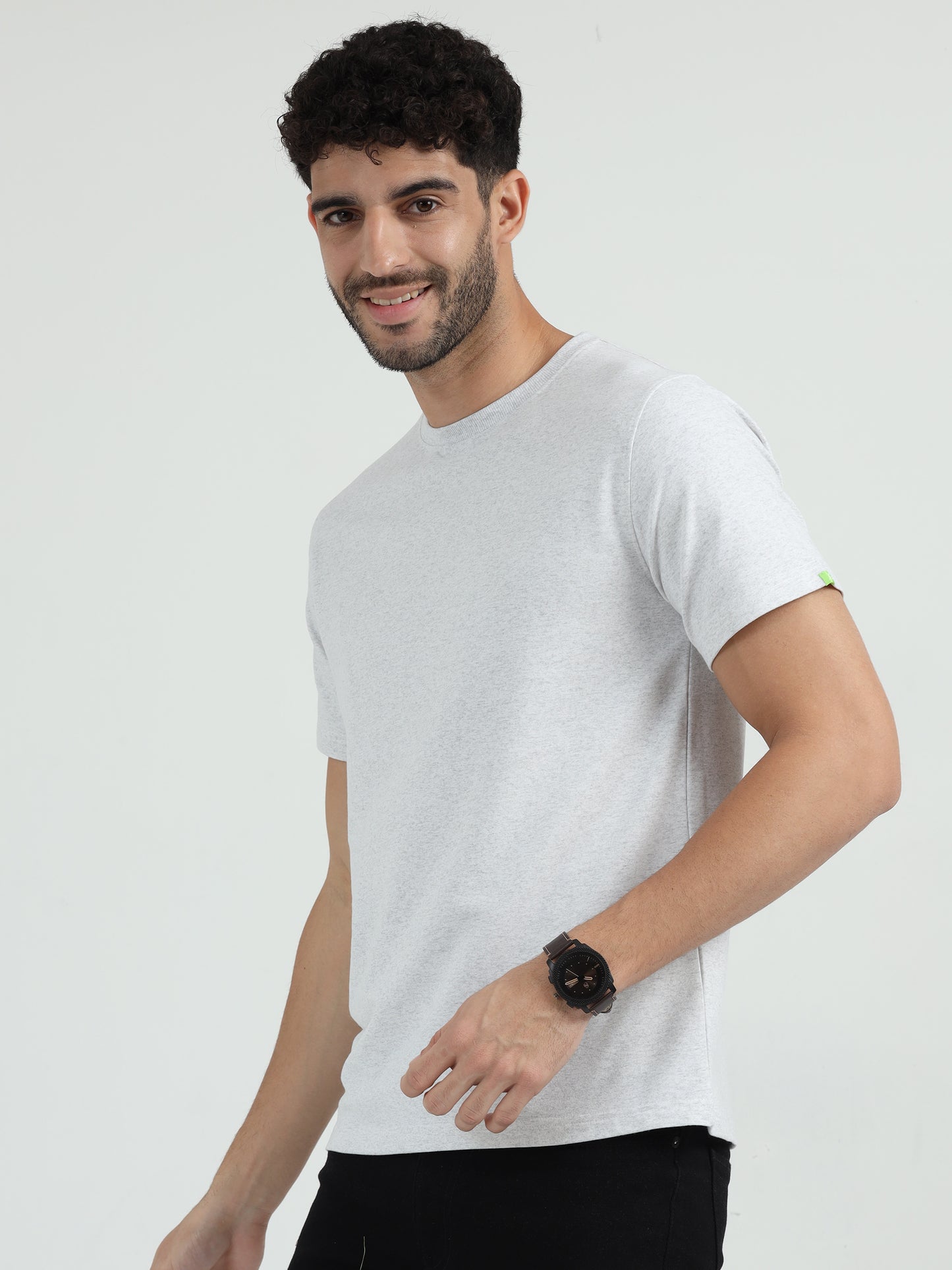 White Melange Sweat Absorbing T Shirt