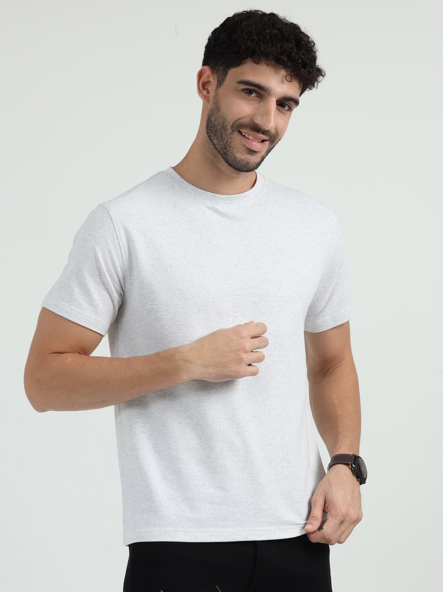 White Melange Sweat Absorbing T Shirt