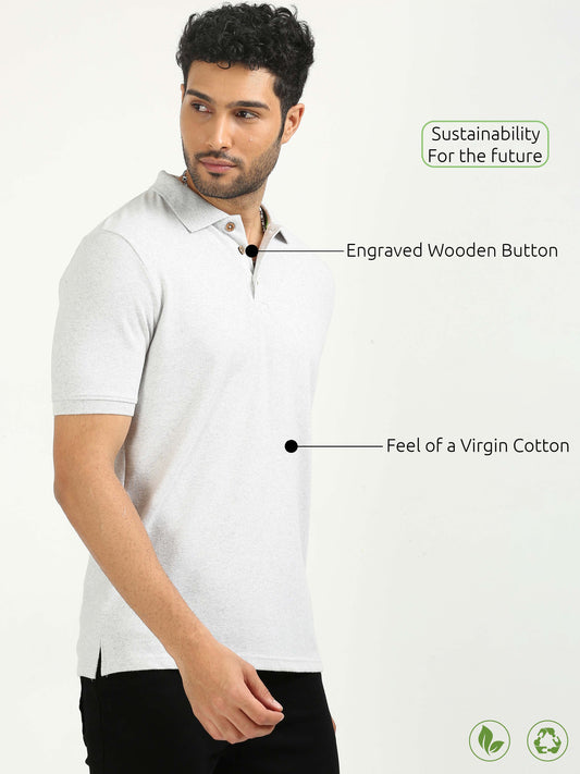 Polo T-shirt - White Melange