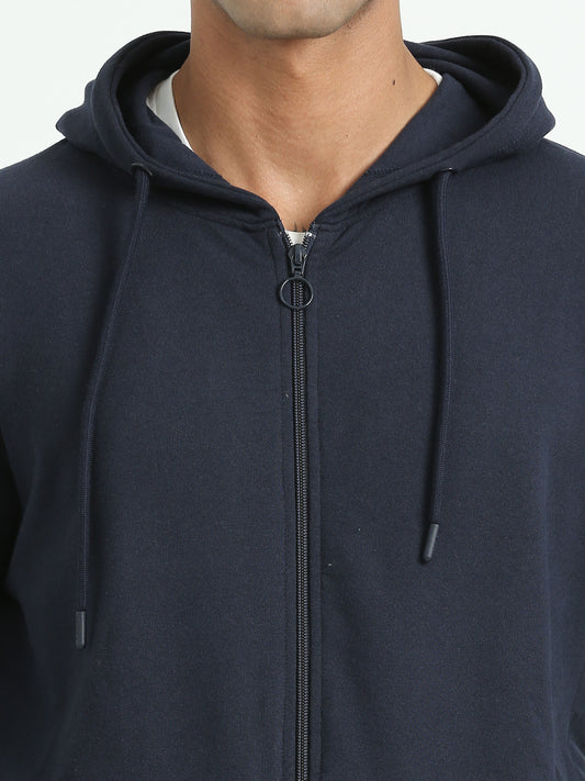 Zippered Hoodie - Navy Blue