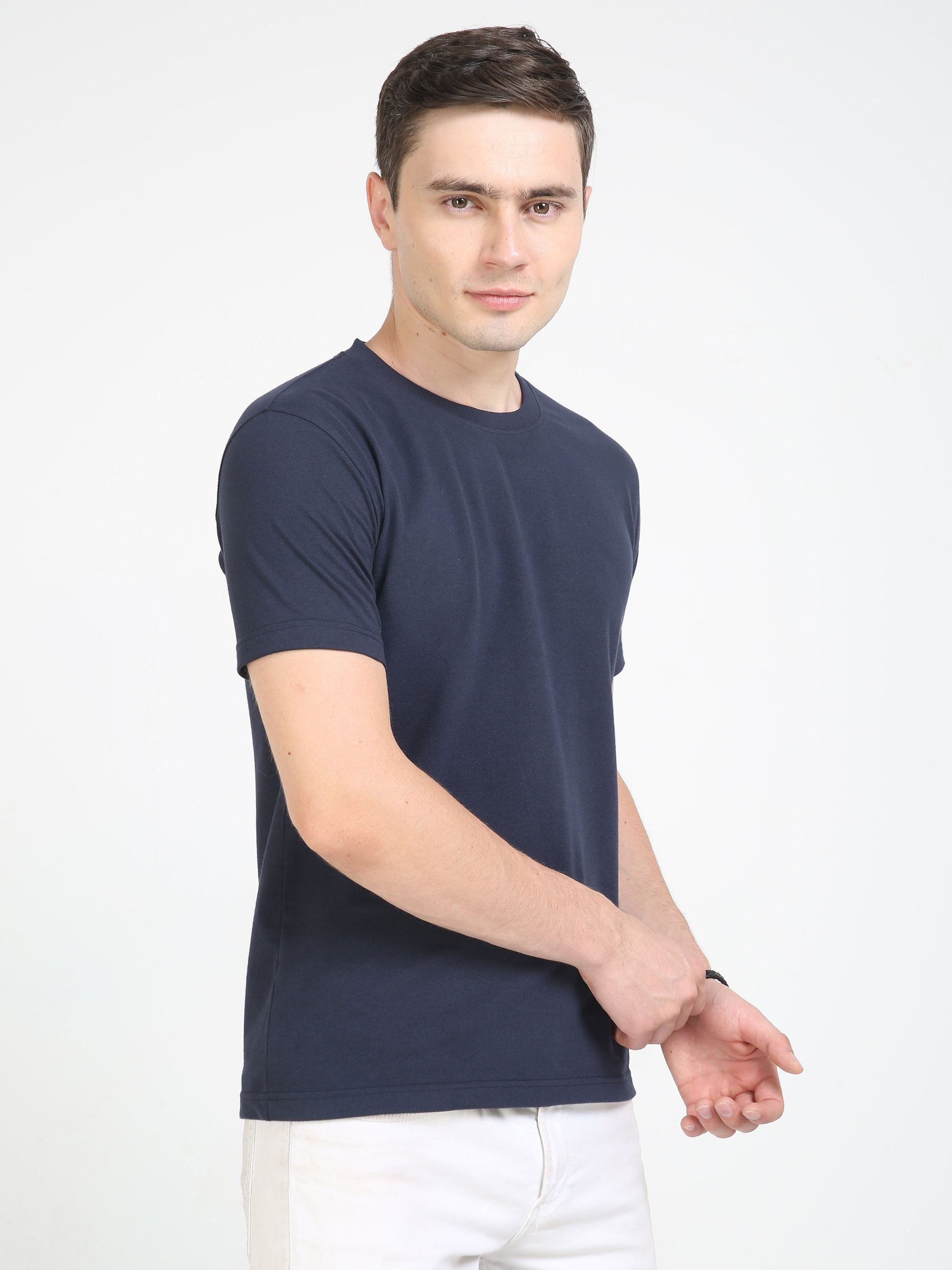 Sustainable Navy Blue Crew Neck T Shirt