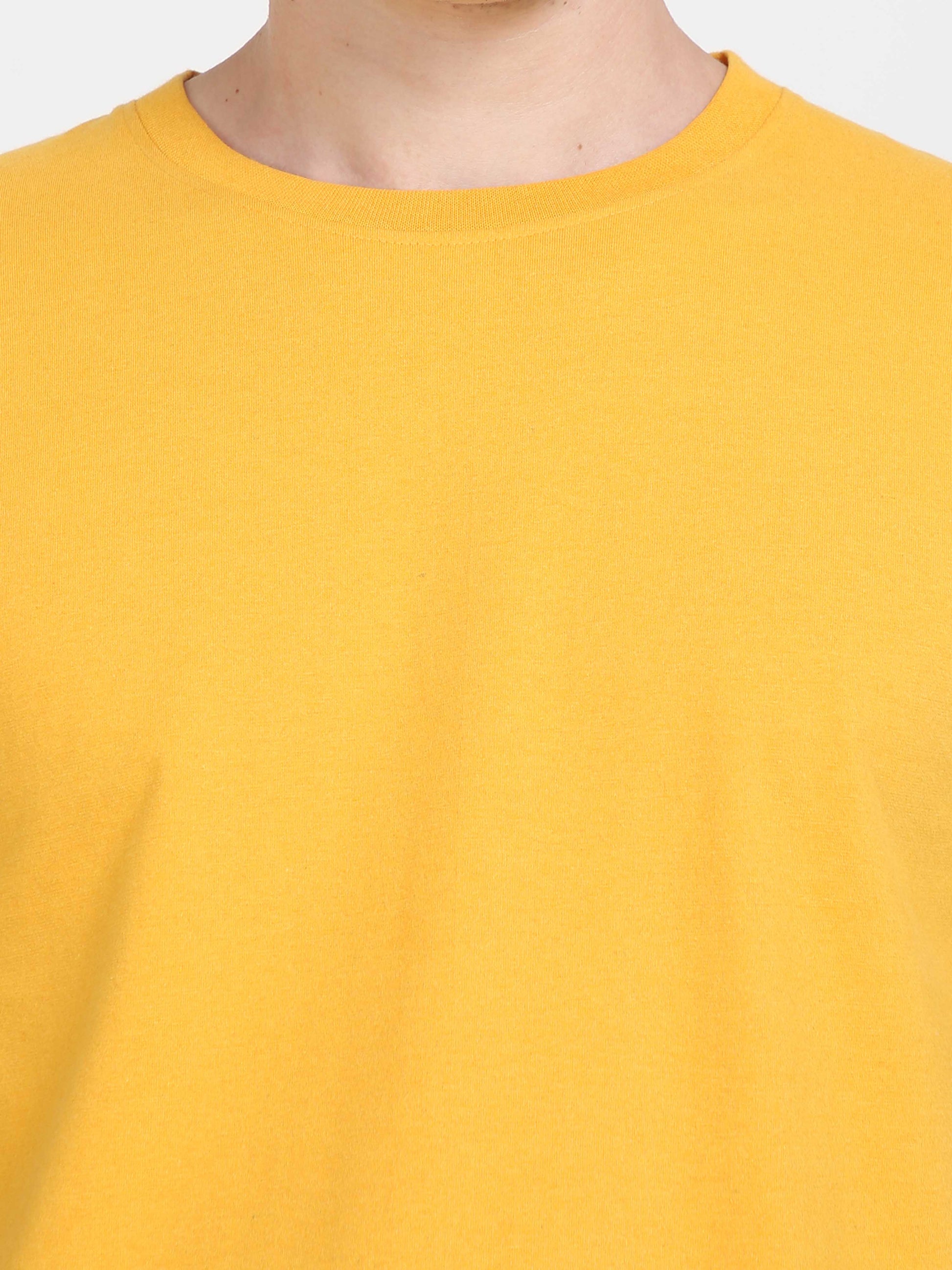 Sustainable Mustard Yellow Round Neck T Shirt for Men