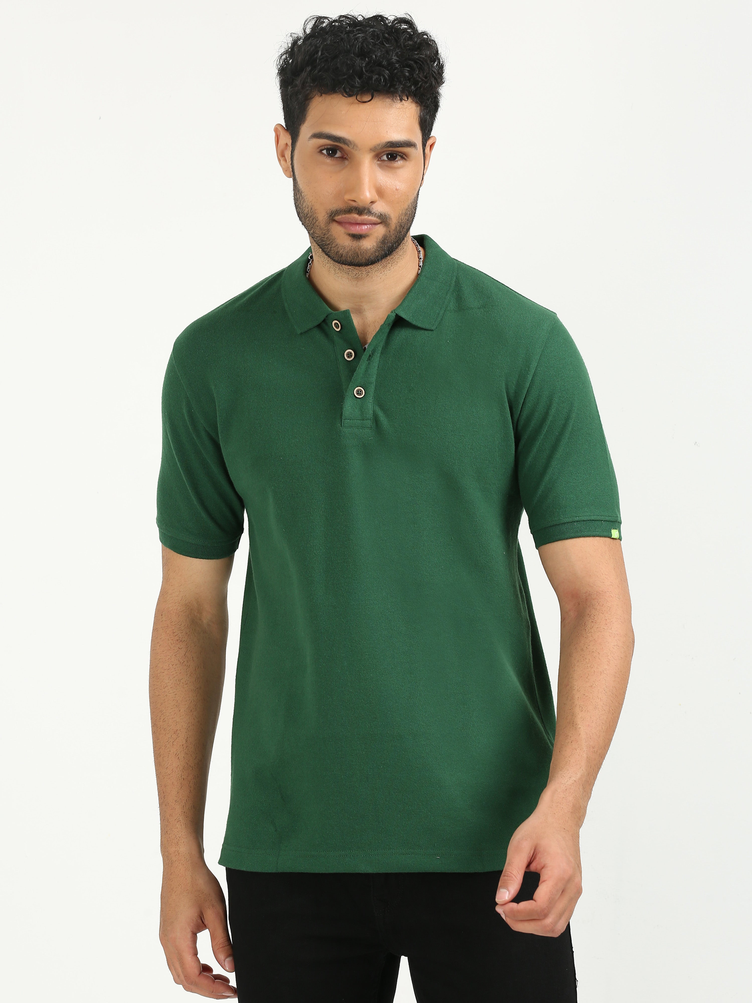 Sustainable Polo T shirt Forest Green