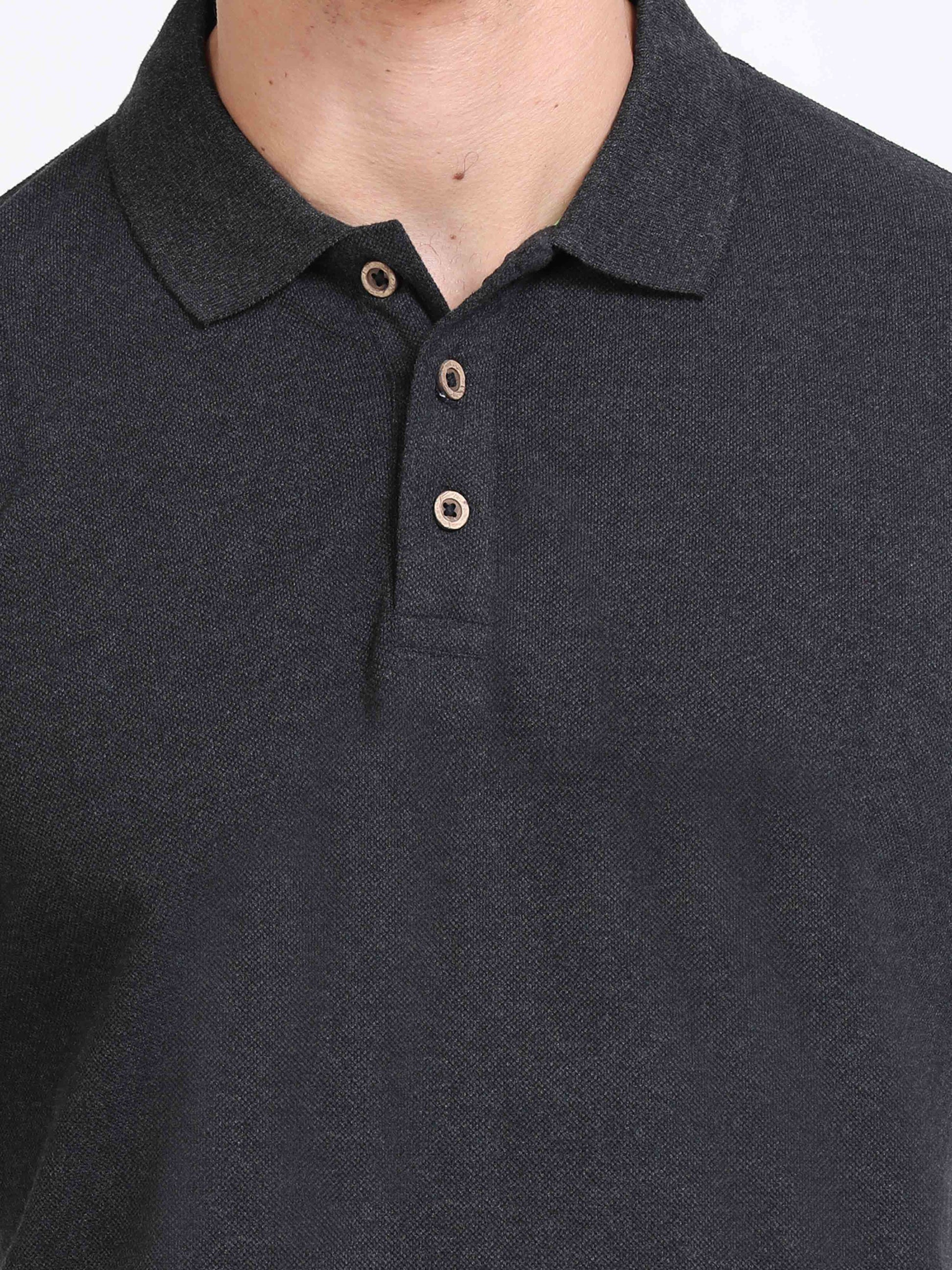 Sustainable Charcoal Cotton Polo T Shirt