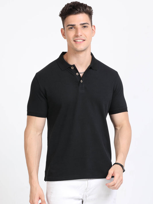 Sustainable Black Polo T Shirt