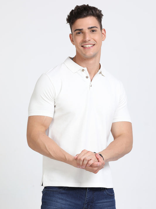 Sustainable White Polo T Shirt 